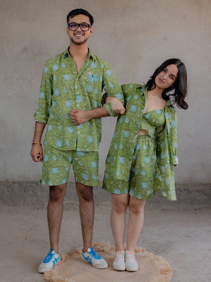 Chemise en coton imprimée à la main de Ranthambore pour la vente par Studio Kibun