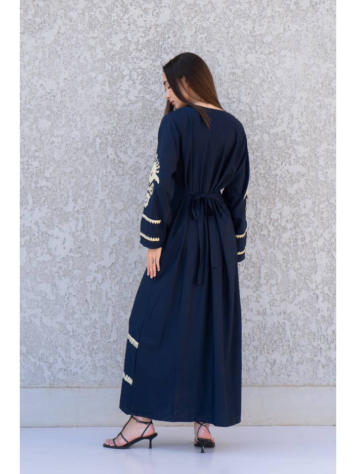 Gipci - Wholesale Kaftan - Women's - Navy Blue Egyptian cotton kaftan dress, caftans for women, Boho Kaftan dress, Caftans for women, long summer kaftan, kaftans, caftan2