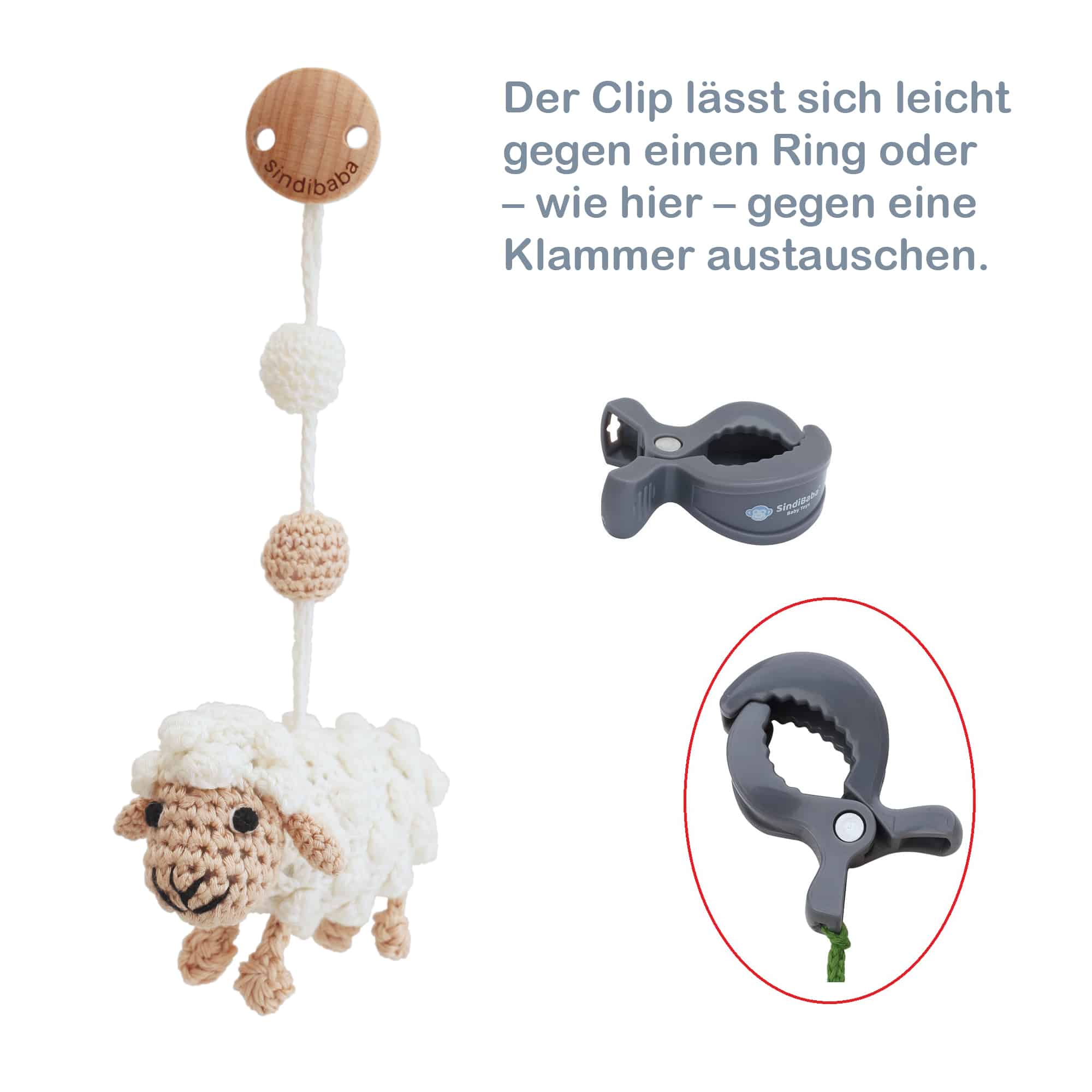 SindiBaba - Vendita all'ingrosso Giocattolo classico - Bambini - Ciondolo a forma di pecora crochet Dolly in bianco7