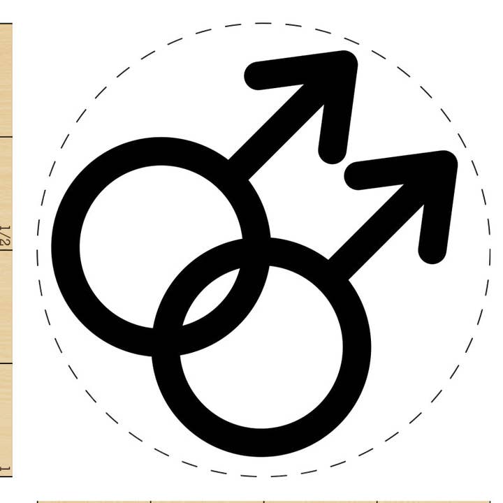 Tampon en caoutchouc à encrage automatique avec double signe masculin, symbole du genre gay, pour tamponner des agendas pour la vente par Sniggle Sloth