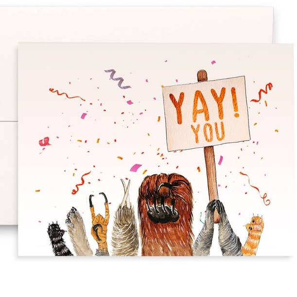 Animal Paw Yay You - Funny Encouragement Card for wholesale by Liyana Studio