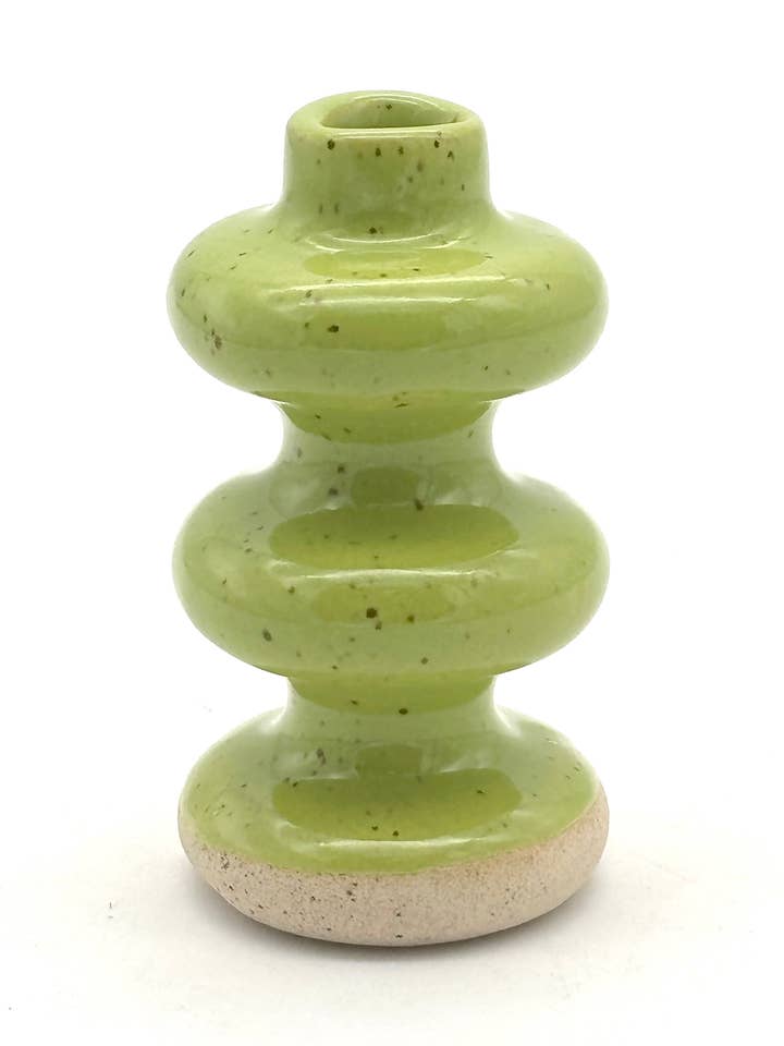 3 Tiers! Bud Vase in Lime for wholesale by KEENE POTTERY