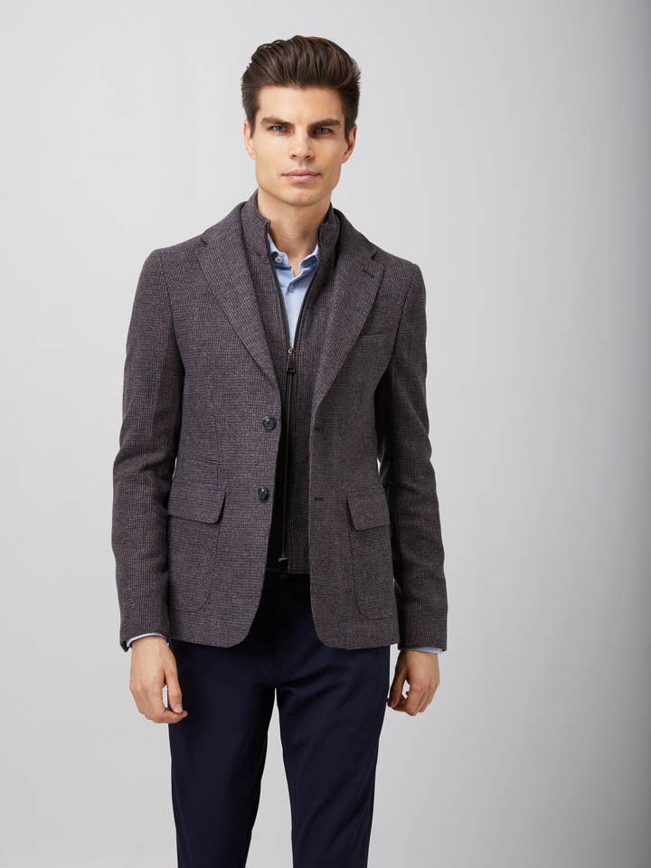 Grey Woven Sport Coat for wholesale by Luchiano Visconti
