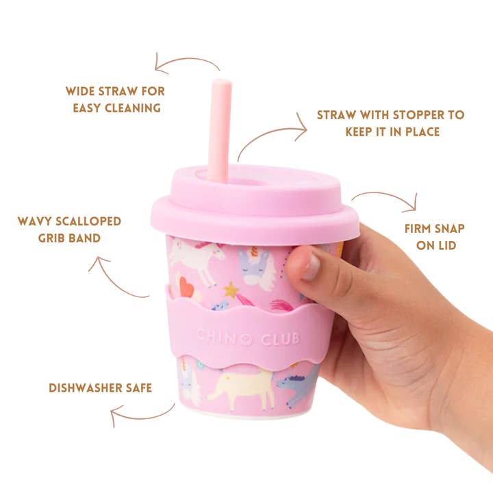 Chino Club - Wholesale Drinking glass/cup – Kids & Baby - Pink Unicorn Babychino Cup 4oz3