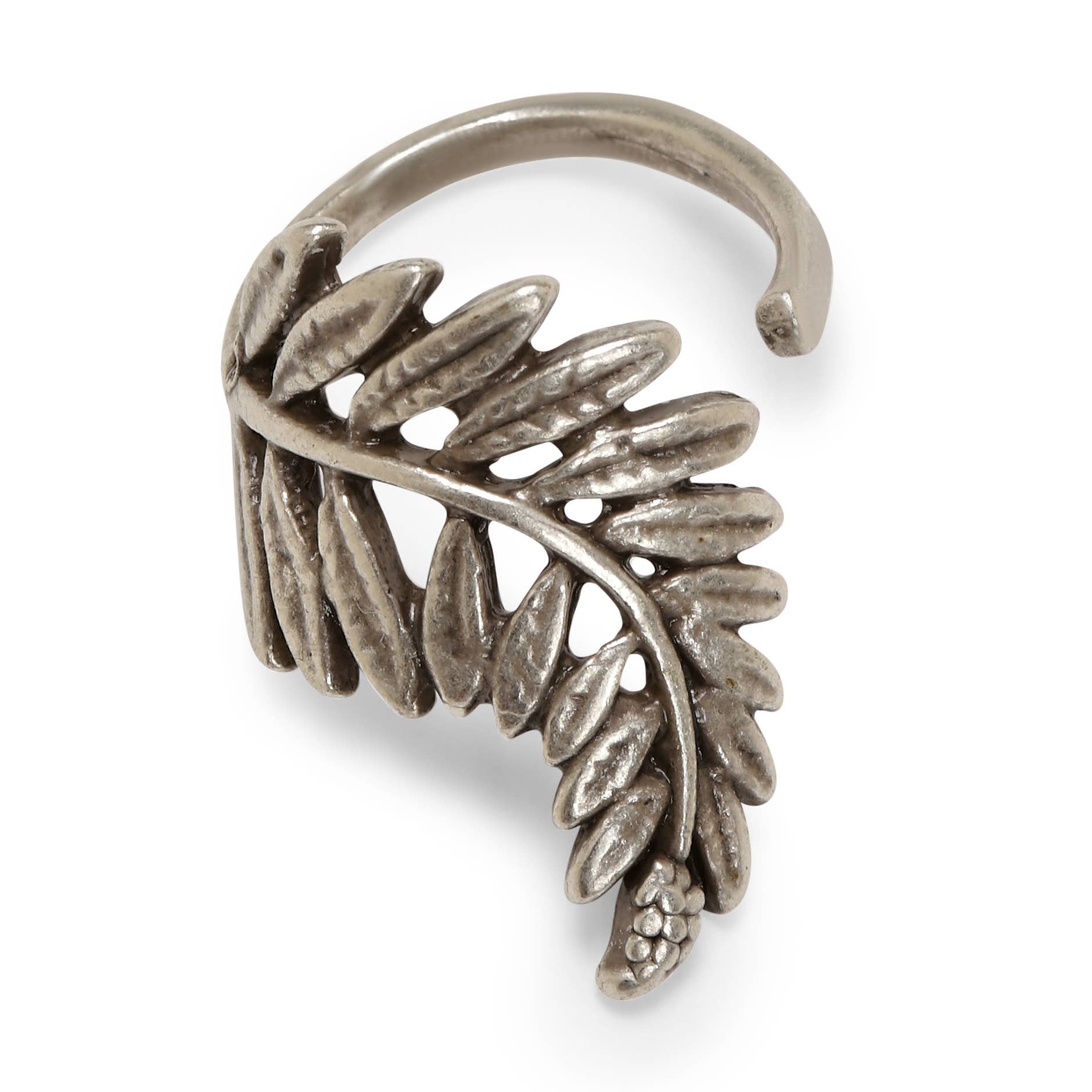 Chanour - Wholesale Cocktail/Statement Ring - Handmade Leaf Brass Ring In Silver Plated - ZRC-0146