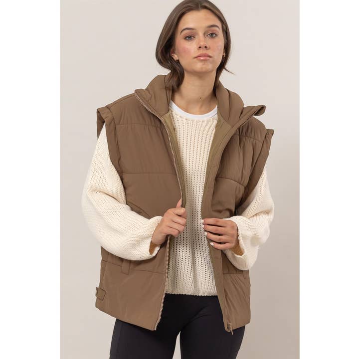 HYFVE - Wholesale Outerwear Vest - Women's - HF25A931-Oversized Puffer Vest