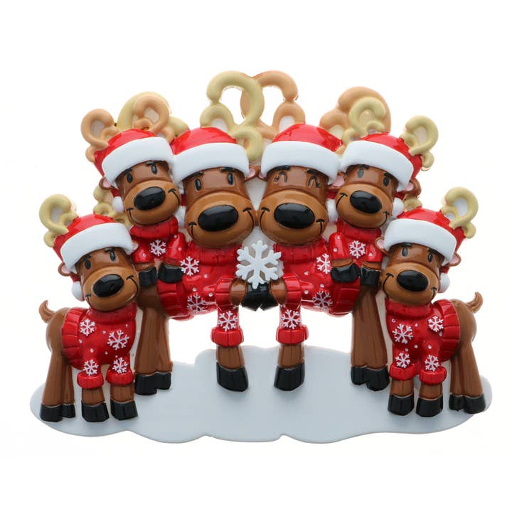 PolarX Ornaments - Wholesale Ornament - Festive Reindeer Family with Snowflake Personalized Ornament