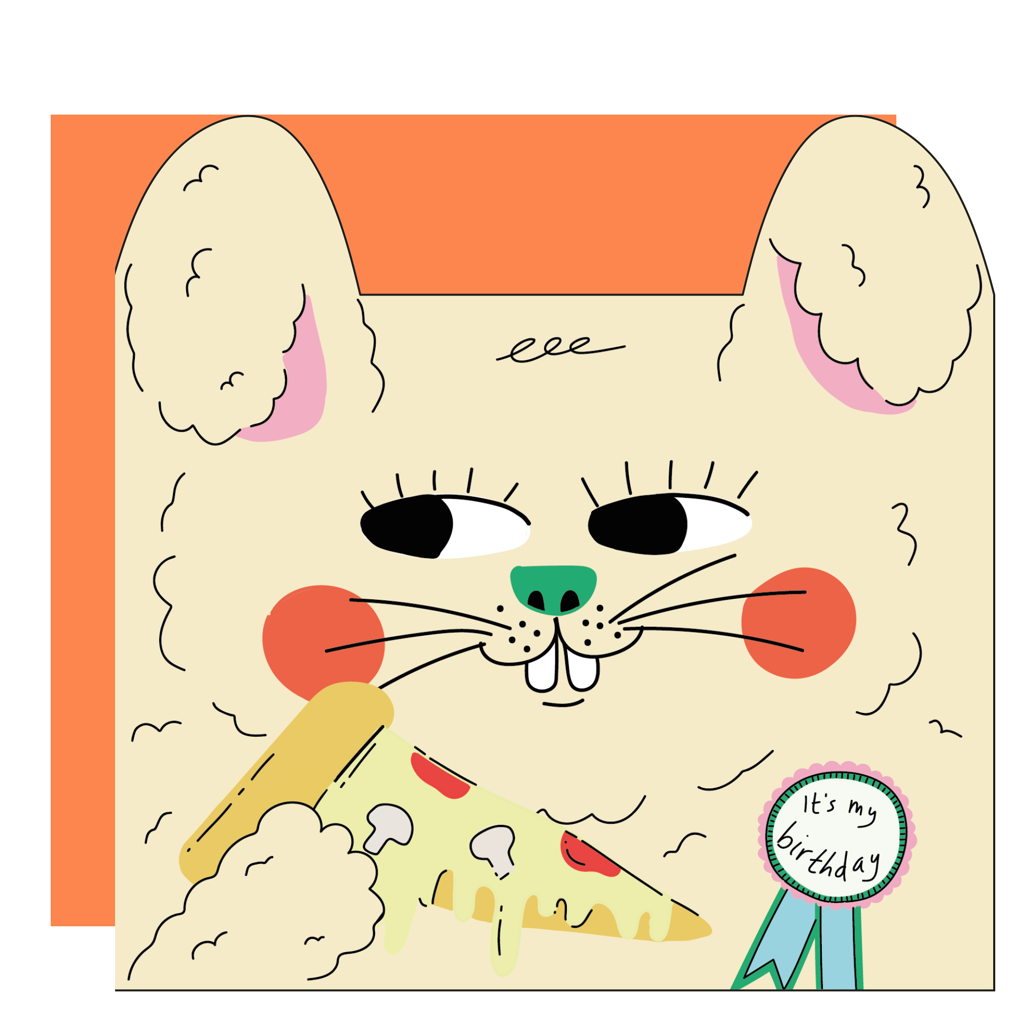 Eat the Moon | Greeting cards and stationery - Wholesale Birthday Card - Rabbit eats pizza - Die cut kids greeting card 0