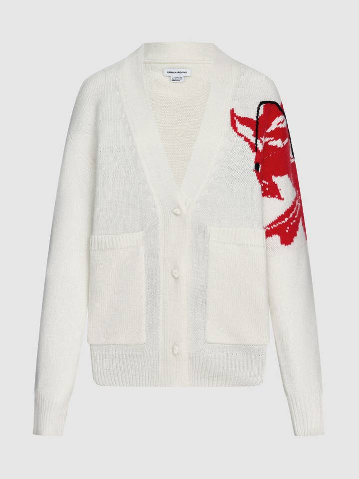 URBAN REVIVO V Neck Button Up Cardigan for wholesale by UrbanRevivo