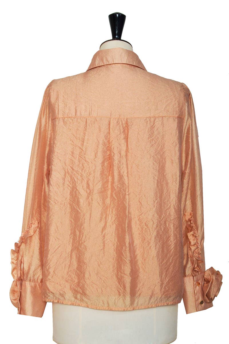 ELLI WHITE - Wholesale Button Down Shirt - Women's - Long-sleeved blouse with floral cuffs7