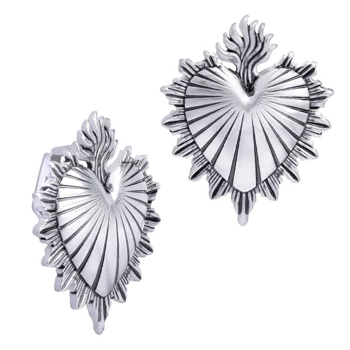 Silver Sacred Heart Earring Hangers (Pair) for wholesale by Custom Plugs