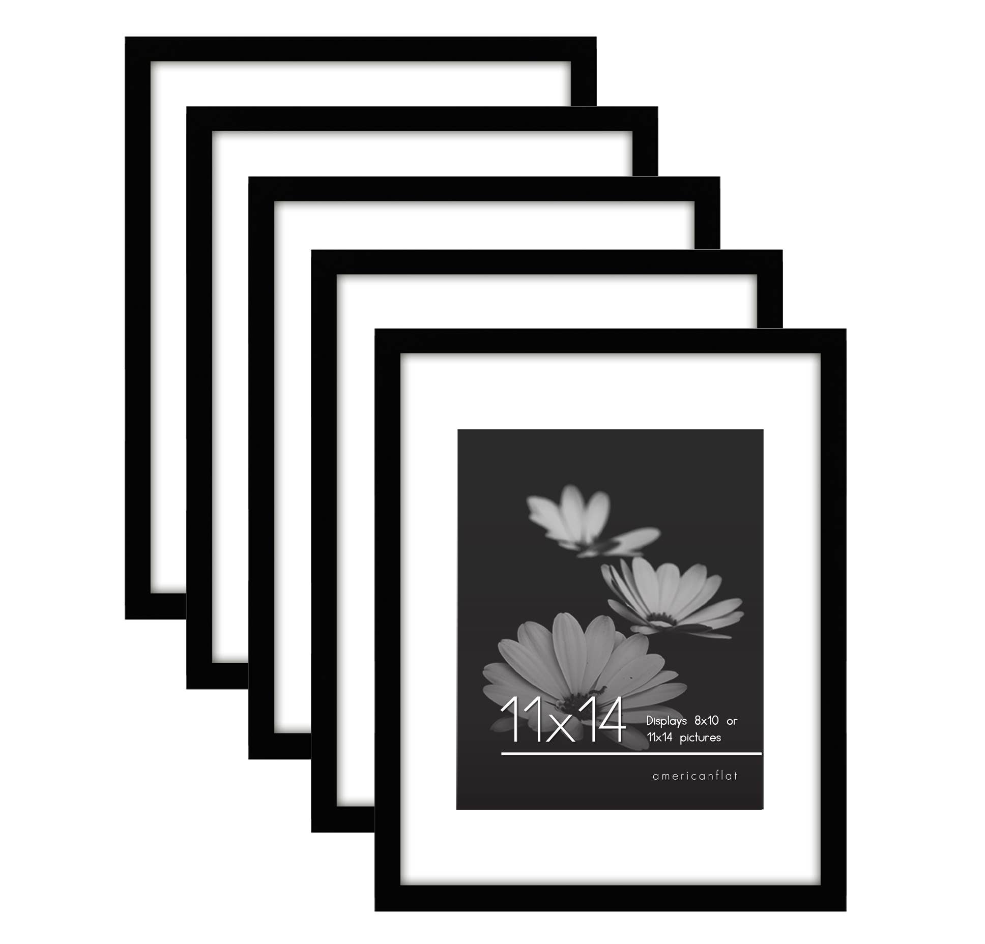 Americanflat - Wholesale Picture Frame - Americanflat Picture Frame with Mat Slim Molding (5 Pack)4