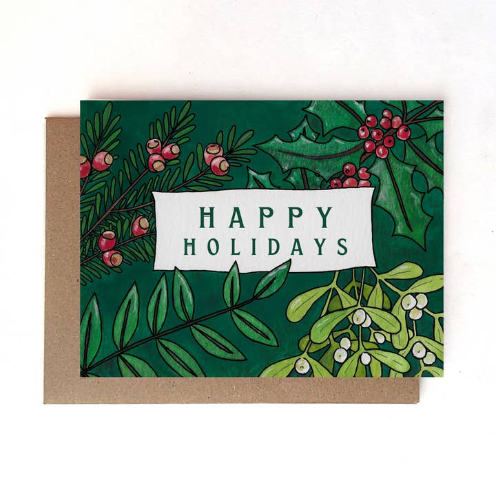 Holiday Leaves Card for wholesale by E R Kess Designs