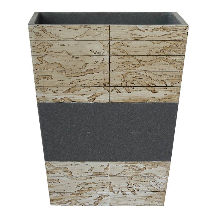 Rustic Stonedust & Cement Wastebaket for wholesale by nu steel