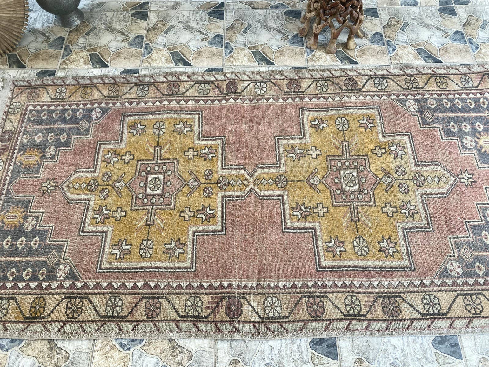 Oushak Rugs - Wholesale Area Rug - 1970 Turkish Vintage Handmade Wool Rug Geometric 4.5x8.8 ft8