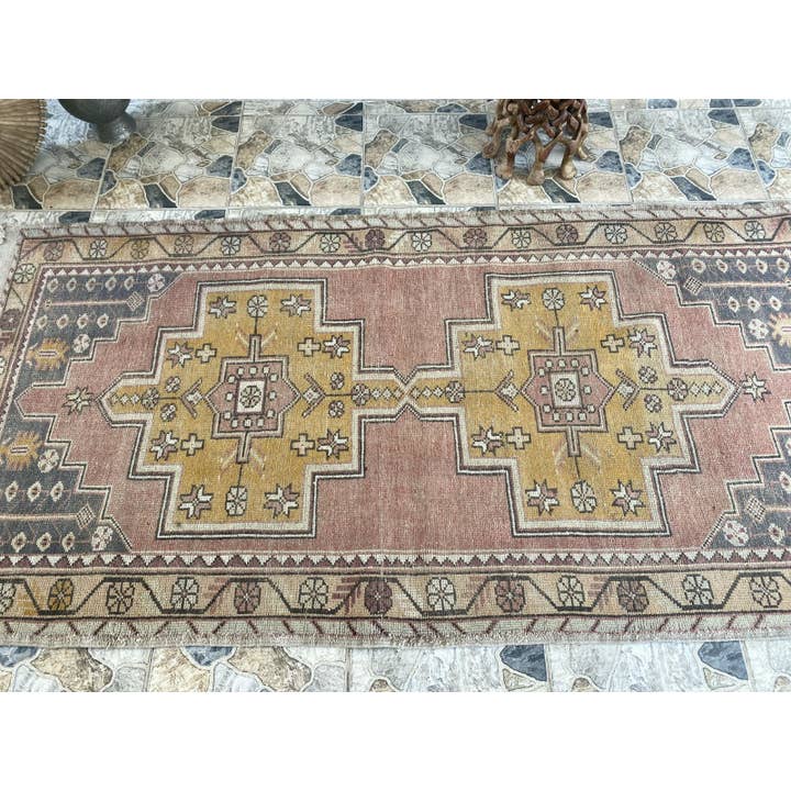 Oushak Rugs - Wholesale Area Rug - 1970 Turkish Vintage Handmade Wool Rug Geometric 4.5x8.8 ft8