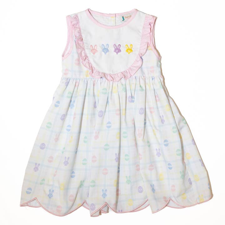 Girls Bunny Easter Egg Hunt Dress for wholesale by Boots & Bows Smocking Co