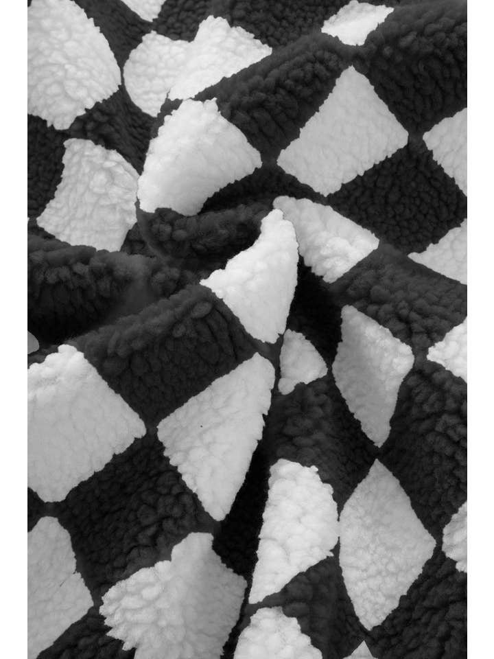 Black Checker Sherpa Zipped Jacket Vest for wholesale on Faire