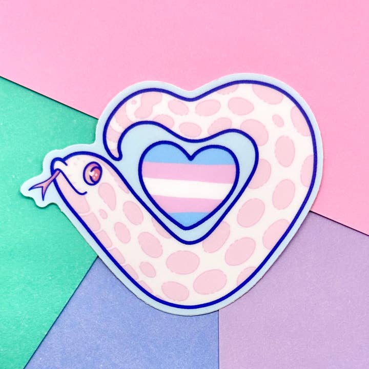 Trans Pride Heart Marshmallow Sticker for wholesale by MarshyNoodle
