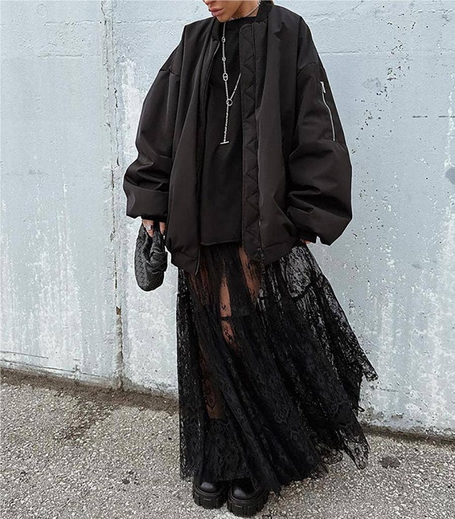 Black Sexy See-through Lace High Waist Bustier Skirt for wholesale on Faire2