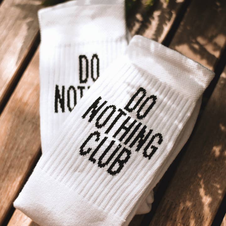 Do Nothing Club Tennis Socks - White for wholesale on Faire4