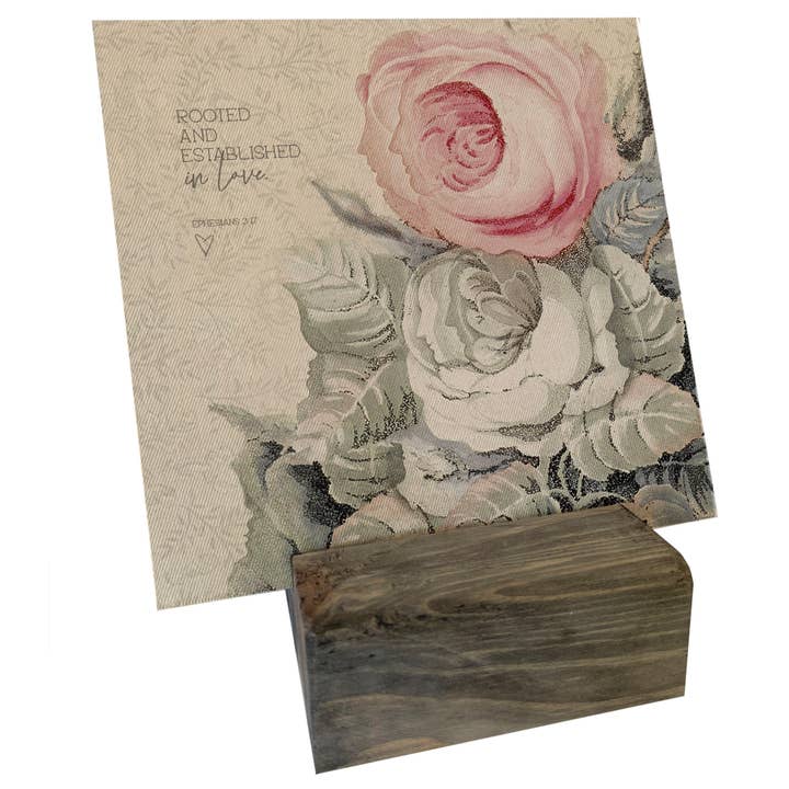 Mini Canvas, Rooted & Established Vintage Roses, Shelf Decor for wholesale by Graphically Speaking Design