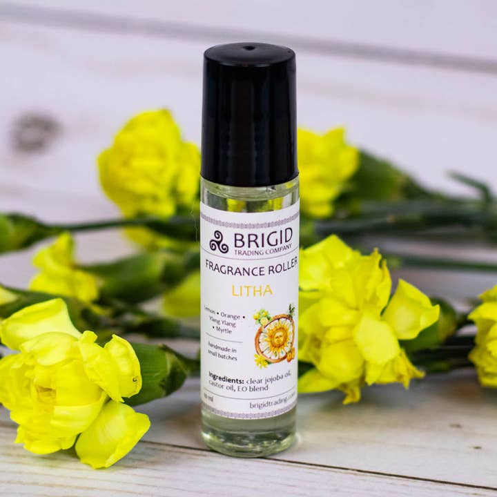 Litha Fragrance Roller - Lemon, Ylang Ylang, Sweet Orange, and Myrtle for wholesale by Brigid Trading Company