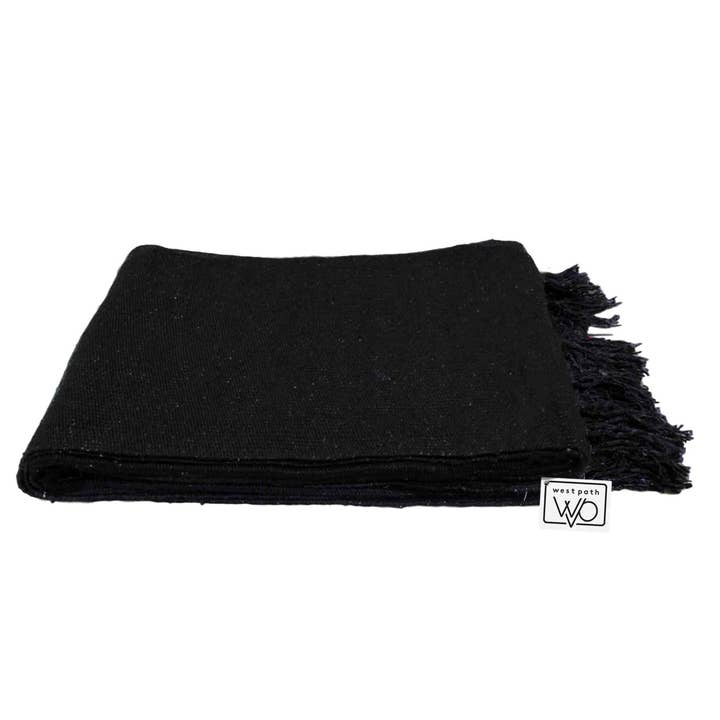 West Path - Wholesale Yoga Blanket - Solid Black Mexican Yoga Blanket