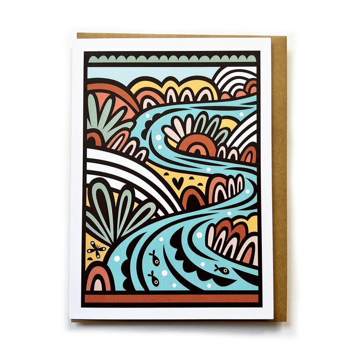 Mountain River Blank Greeting Card for wholesale by Allie Ogg