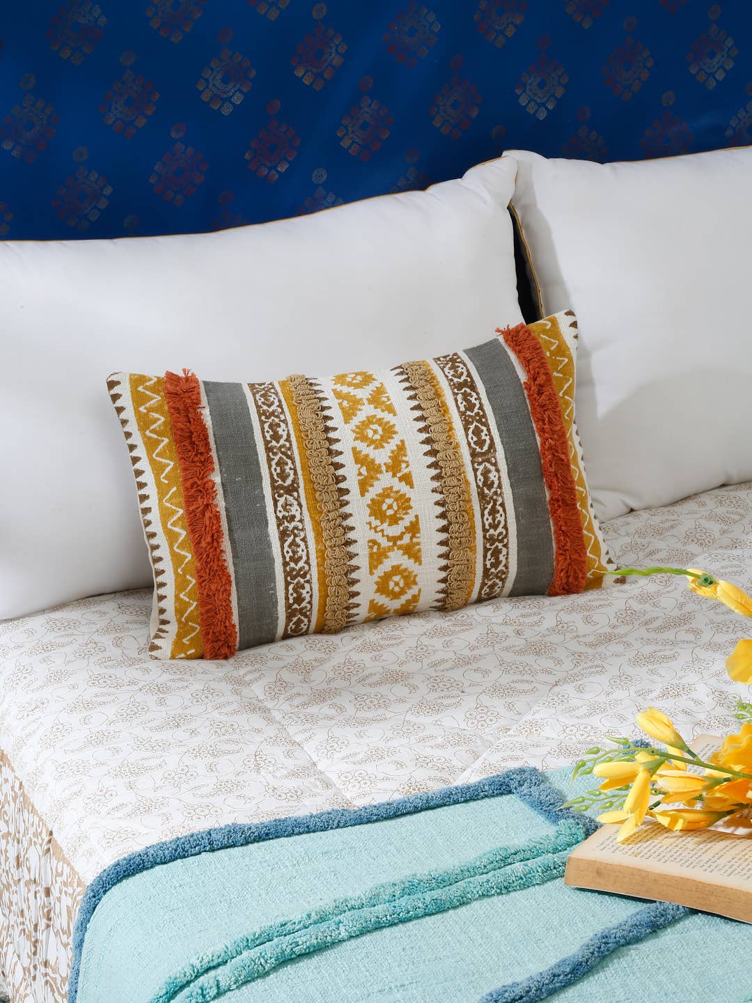 Urban Adorn - Wholesale Throw Pillow Cover - Set of 6 Bohemian Inspired Indian Block Print Cushion Cover