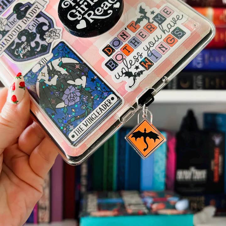 Kindle Charm, Dragon Crossing Bookish E-Reader Dust Plug for wholesale by Amberlin Studio