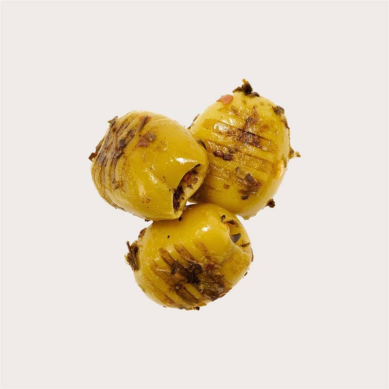 O.E.L. - Thalassa GmbH & Co. KG – Engroshandel Oliven – GRILLÖLIVES 170 g - Grillede økologiske grønne oliven med krydderier1