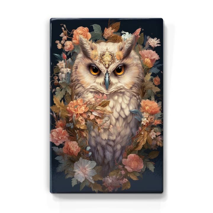 Uil met bloemen - Laqueprint - 19,5 x 30 cm - LP320 voor wholesale door Laqueprint