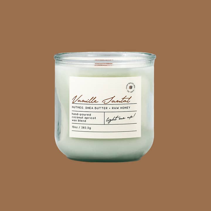 Vanille Santal Candle | 11oz Recycled Glass Coconut Wax Candle for wholesale by Bailey Bee