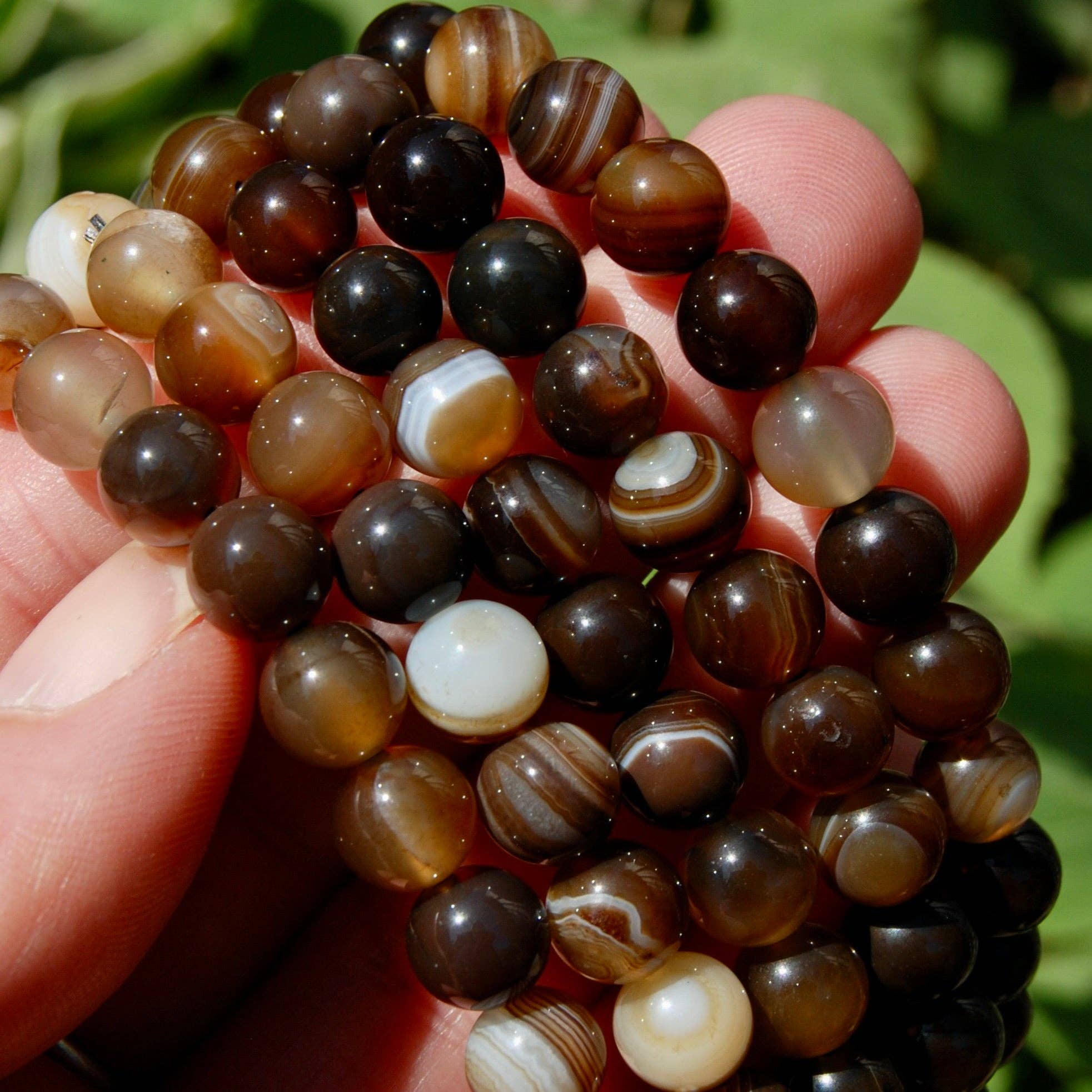 Caspar Curiosities - Wholesale Beaded Bracelet - Brown Sardonyx Banded Agate Crystal Bracelet, 8mm Beads1