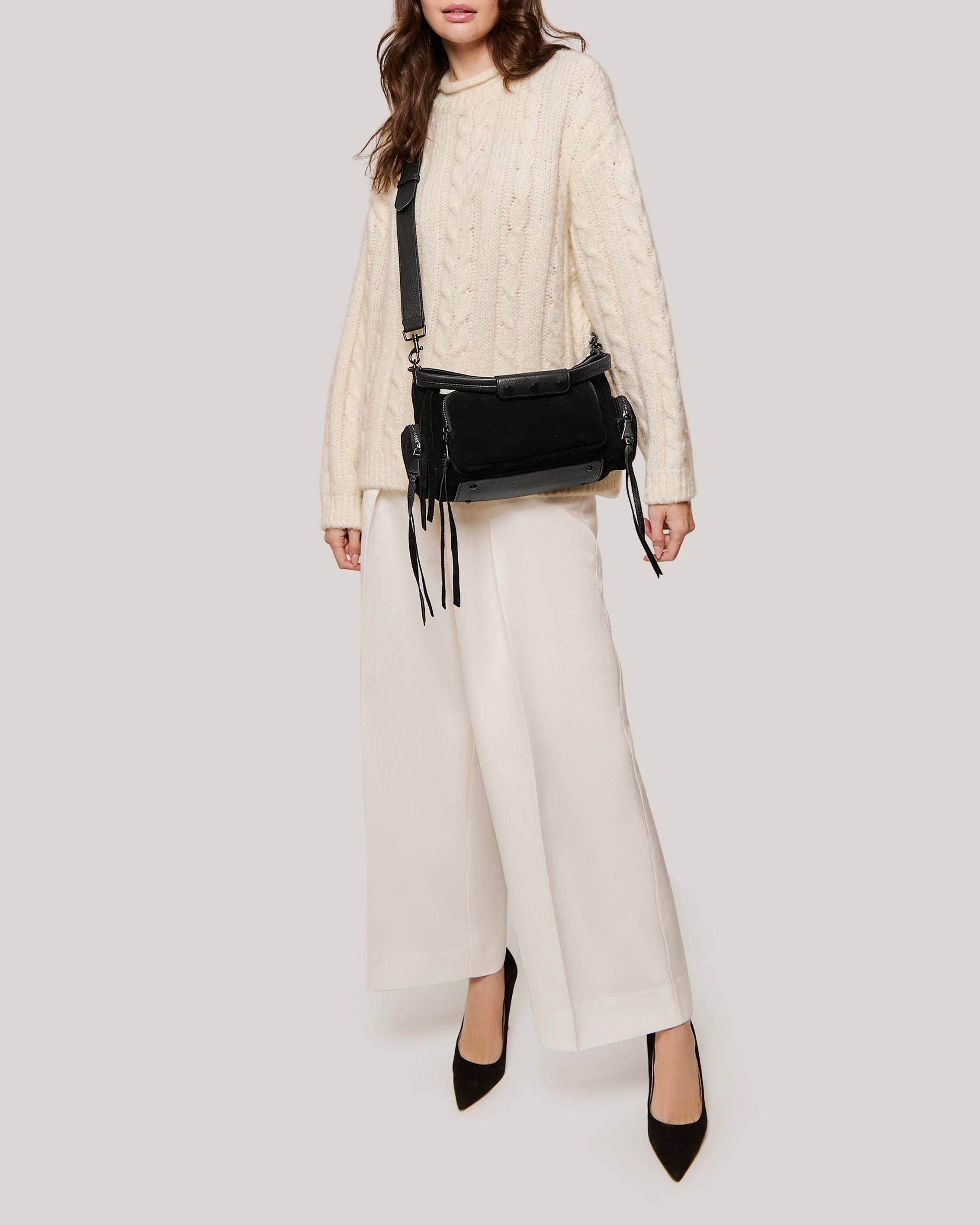 Black Suede Away We Go Convertible Shoulder for wholesale on Faire1