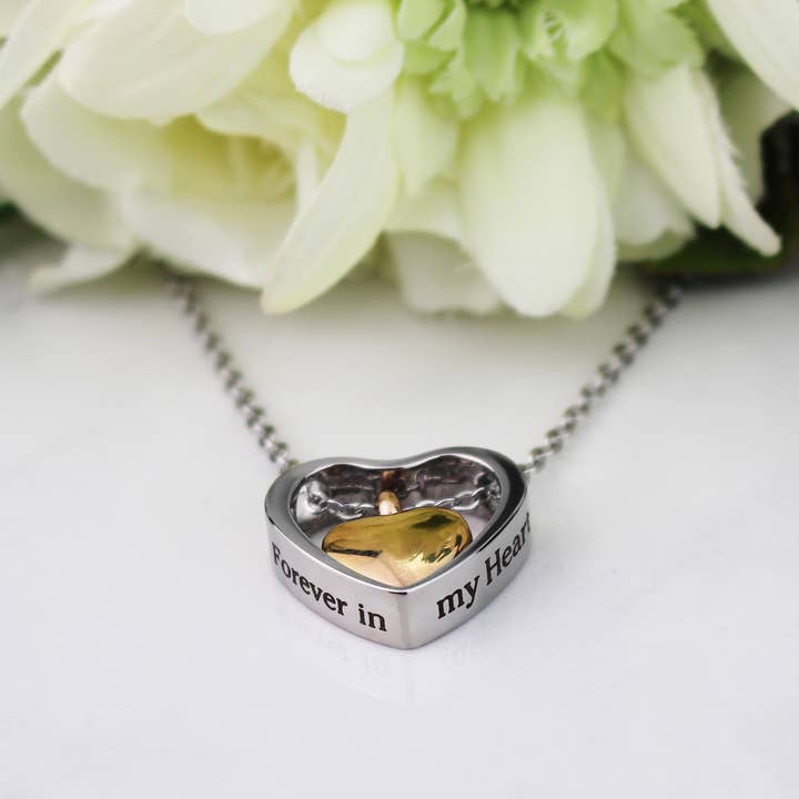 Silver Lillian Rose Forever in My Heart Memorial Necklace for wholesale on Faire3