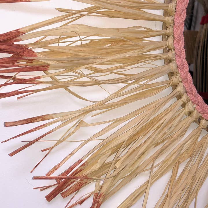 Specchio vintage in rafia color mattone per la vendita all'ingrosso da parte di Swanell