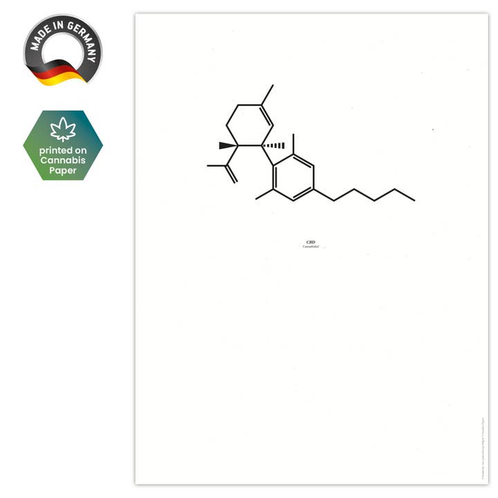 Poster 30x40 "Chemisches Symbol CBD" für den Großhandel von Hanfartig