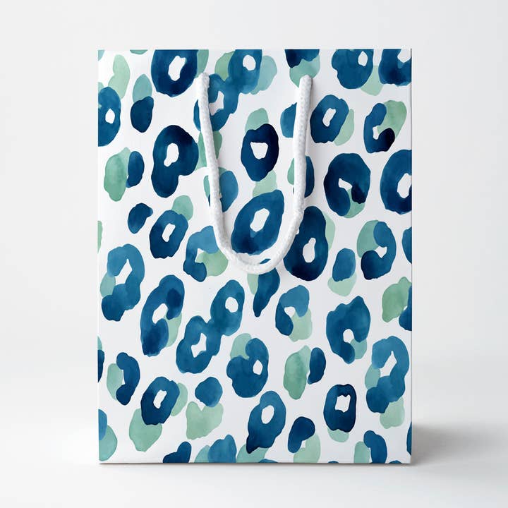 Blue Leopard Print Gift Bag | Luxury Gift Bag by JOSIL Paperie for wholesale by JOSIL Paperie & Gift