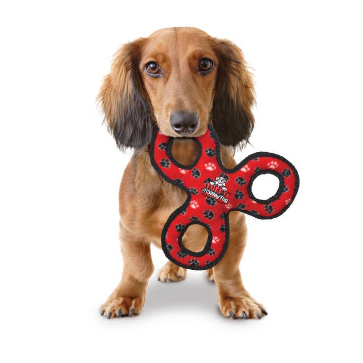 Pet Palette Distribution - Wholesale Pet Chew Toy - Dog - VIP Tuffy Jr 3 Way Tug Paw Dog Chew Toy Red 10.3"