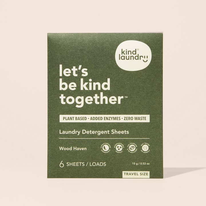 Laundry Detergent Sheets Travel Pack - Wood Haven 6 Loads for wholesale by Kind Laundry