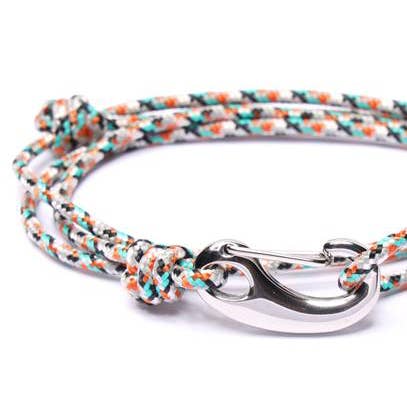 We Are All Smith – Großhandel Gewebtes/geflochtenes Armband – Weiß + orangefarbenes taktisches Kordelarmband für Männer (silberner Verschluss)4