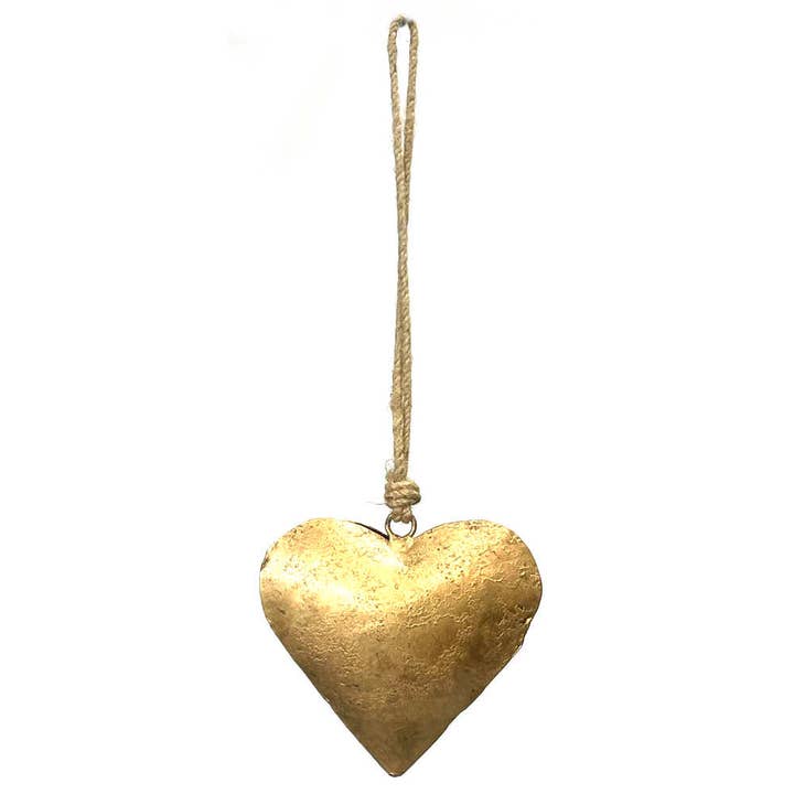 Single Hanging Iron Heart - Gold 4" for wholesale by Jafsons International
