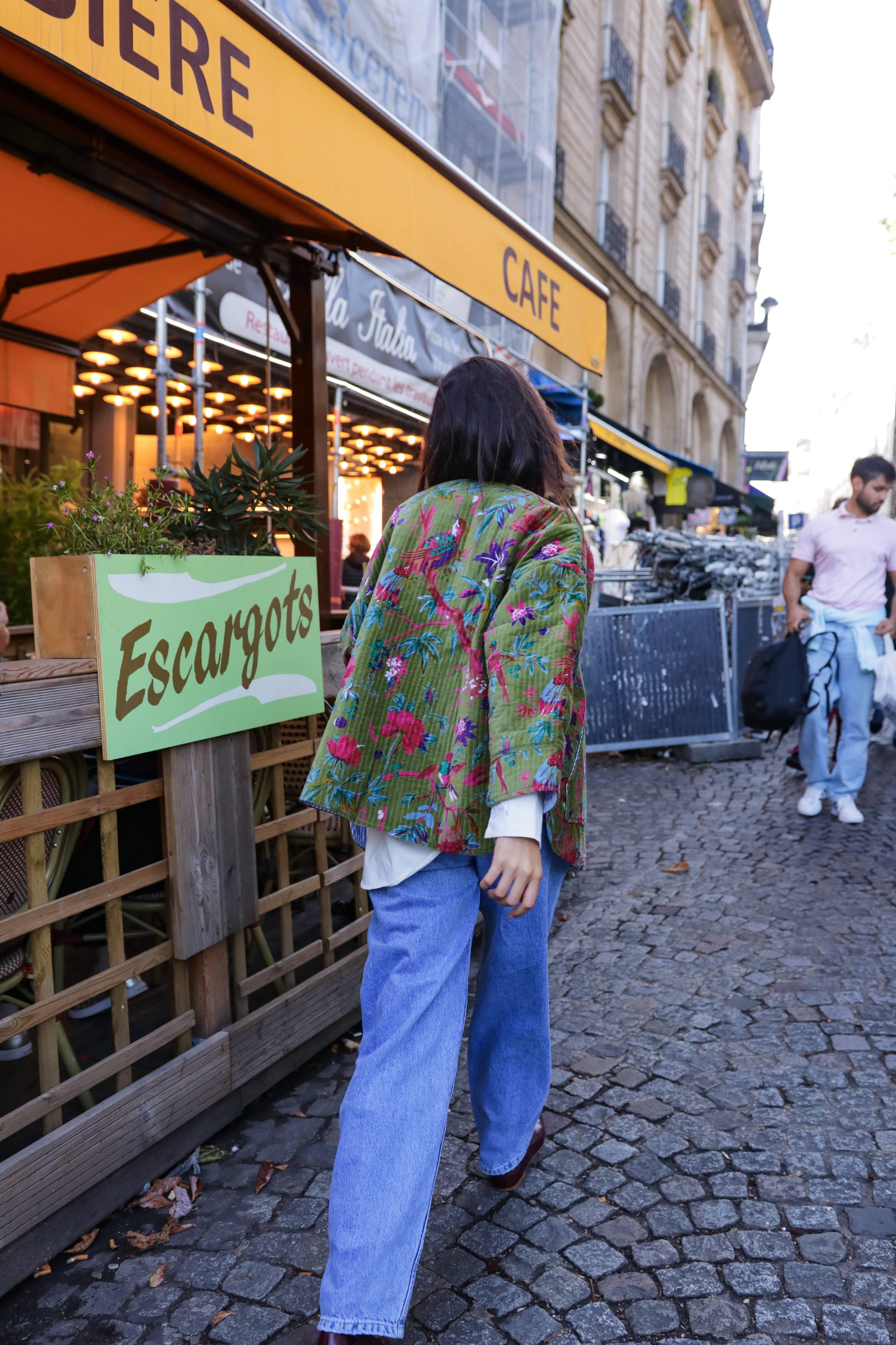 The Corner - Wholesale Jacket - Women's - Quilted velvet jacket in Green Garden4