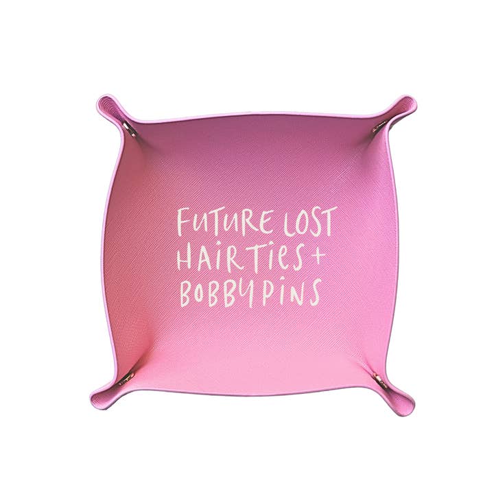 Aspen Lane - Wholesale Decorative Plate/Dish/Bowl - Funny trinket tray | Future Lost Hair Ties (Pink)2