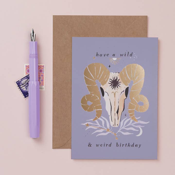 Ram Zodiac Birthday Card | Aries Star Sign | Astrology Cards for wholesale by Sister Paper Co.