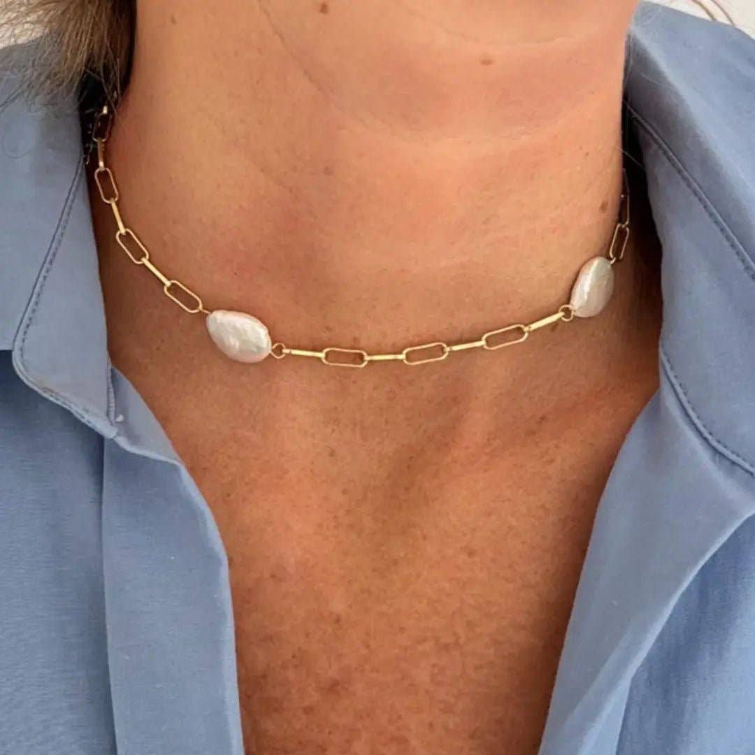 OE! - Wholesale Beaded/Pearl Necklace - ONESTA – Gold chain necklace with pearls2
