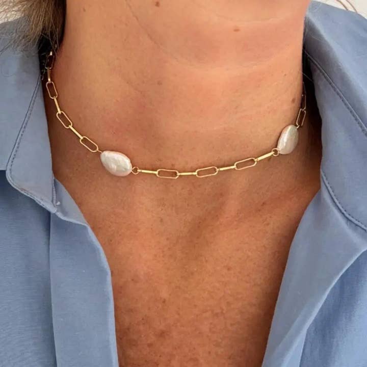 OE! - Wholesale Beaded/Pearl Necklace - ONESTA – Gold chain necklace with pearls2