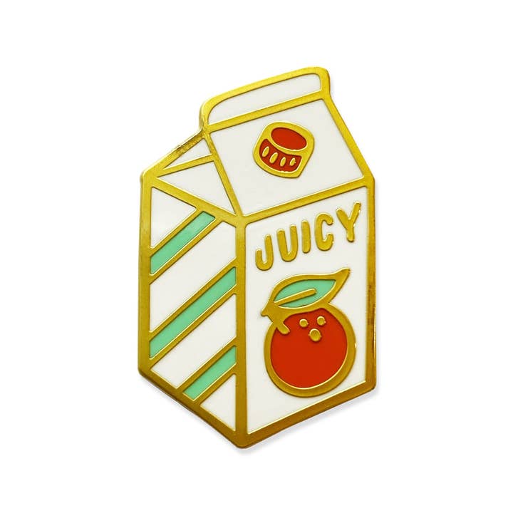 Badge Bomb - Wholesale Lapel pin/button - Juicy Orange Juice Carton Enamel Pin